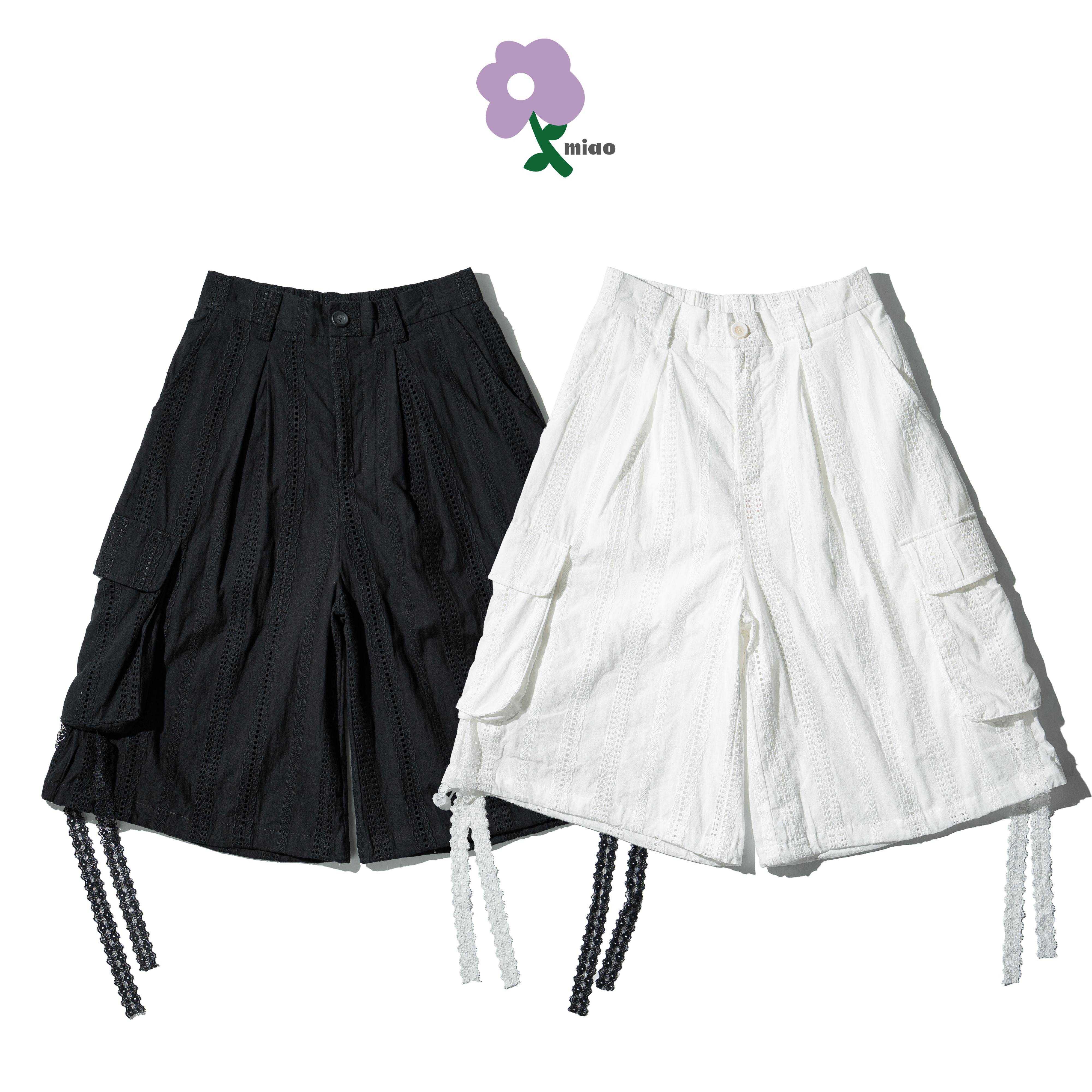 AGILITY MIAO Lace-up Cargo Shorts 繡花 六口袋短褲 [M-SL7]