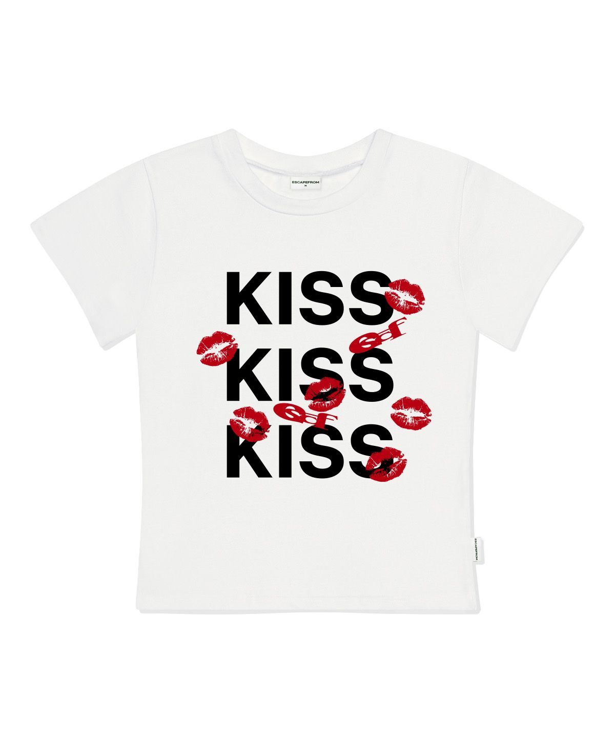 ESCAPEFROM KISS KISS KISS 印花修身短袖T恤 象牙白 E261STS