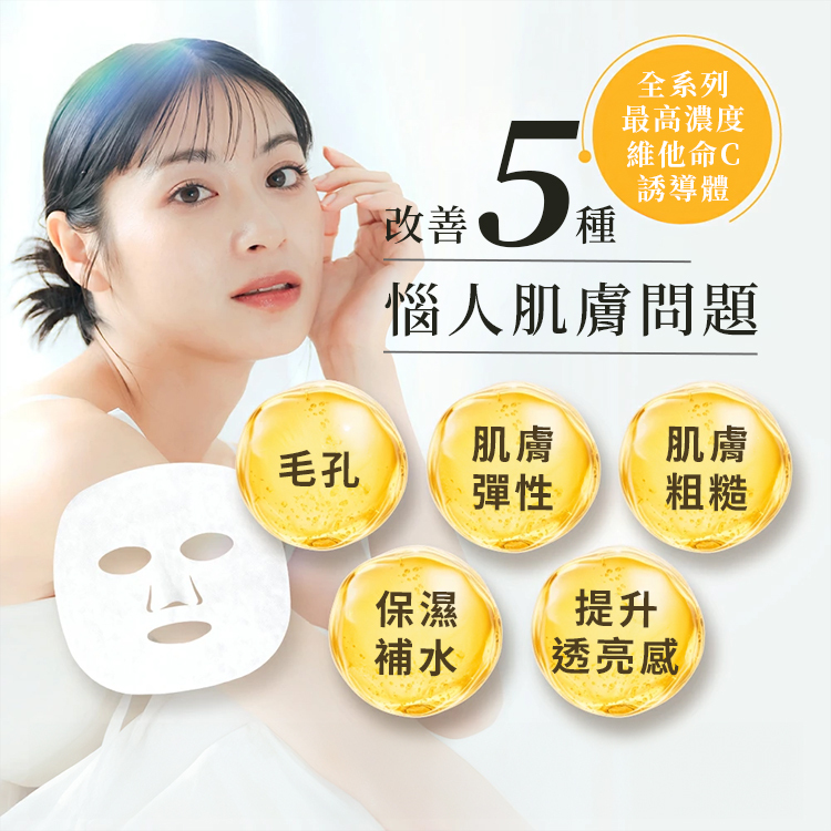 高濃度VC面膜針對毛孔細緻修護,深層補水修護,提升肌膚光澤