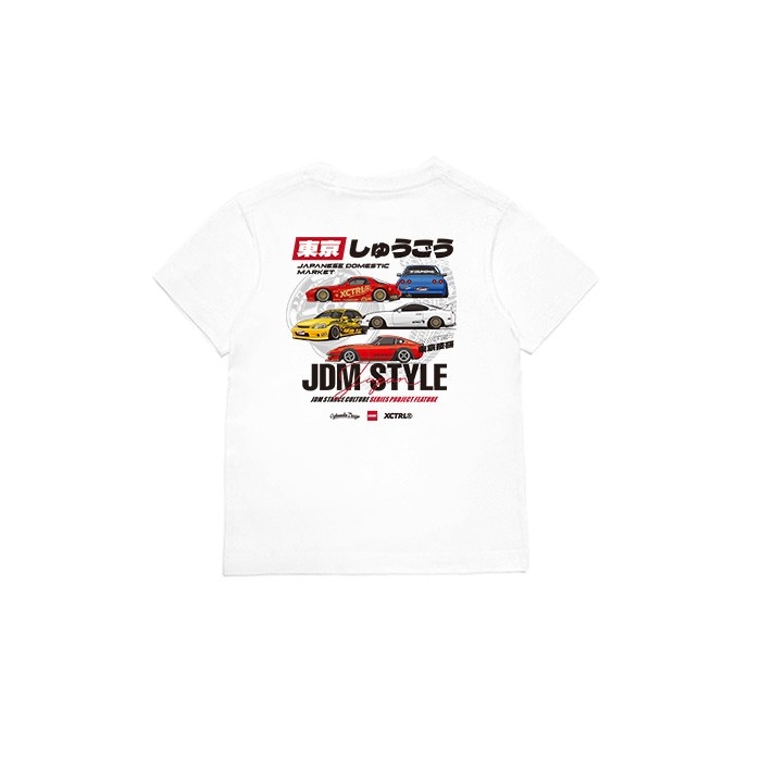 XCTRL x Gokuraku 極楽聯名JDM 東京大集合童裝短T-白