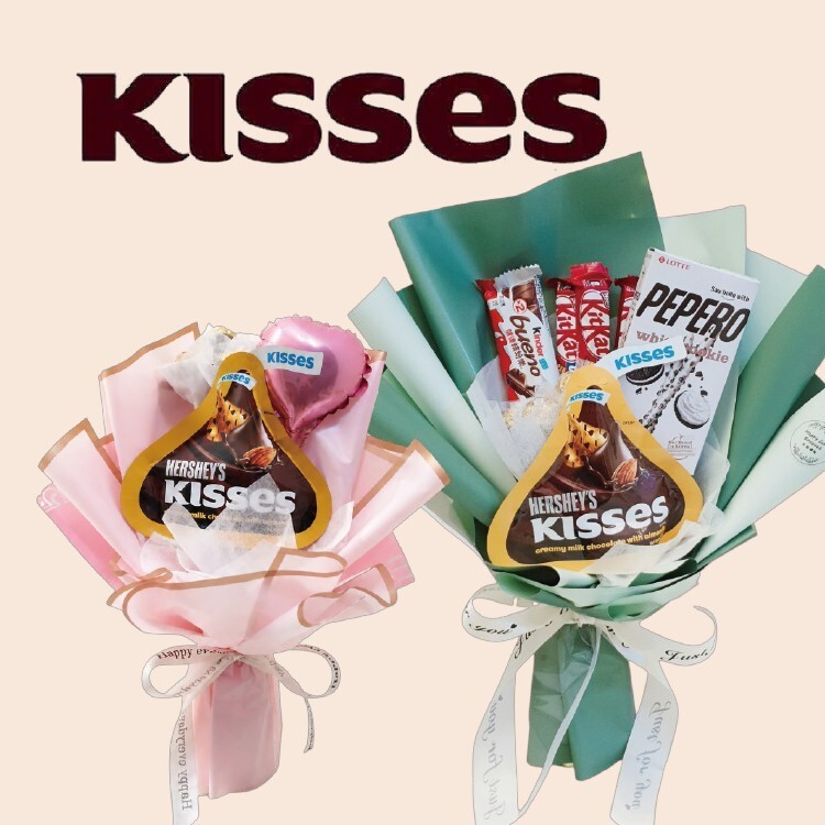 kiss大水滴巧克力花束,畢業花束,生日花束,氣球花束
