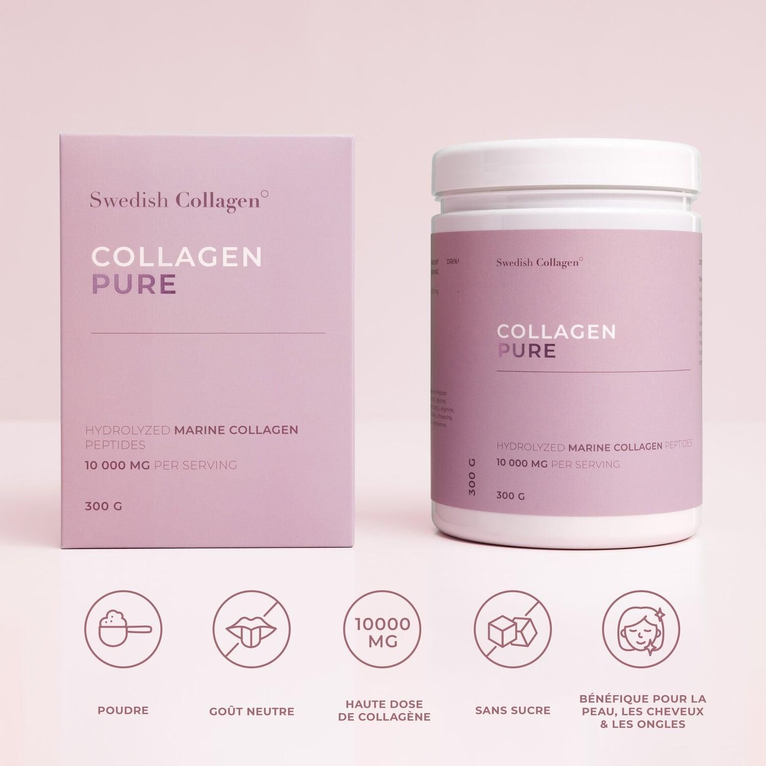 瑞典Swedish Collagen Pure膠原蛋白 【正品  】水解海洋膠原蛋白 10000mg 補充劑 300g 30 天量 純膠原蛋白勝肽 小分子