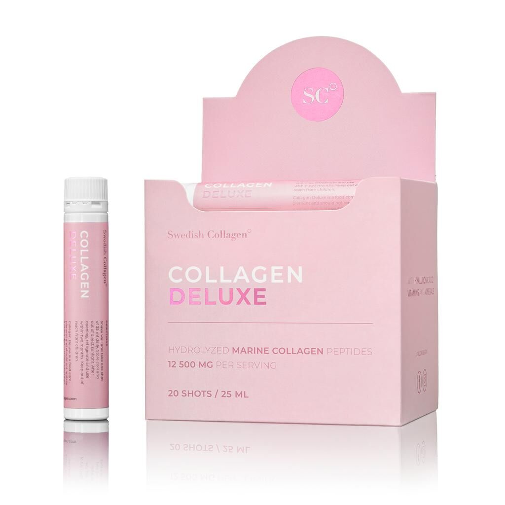 瑞典Swedish Collagen Deluxe 小粉瓶膠原抗糖飲 20支【正品  】 膠原蛋白豪華版 水解海洋膠原蛋白液補充劑 12500mg