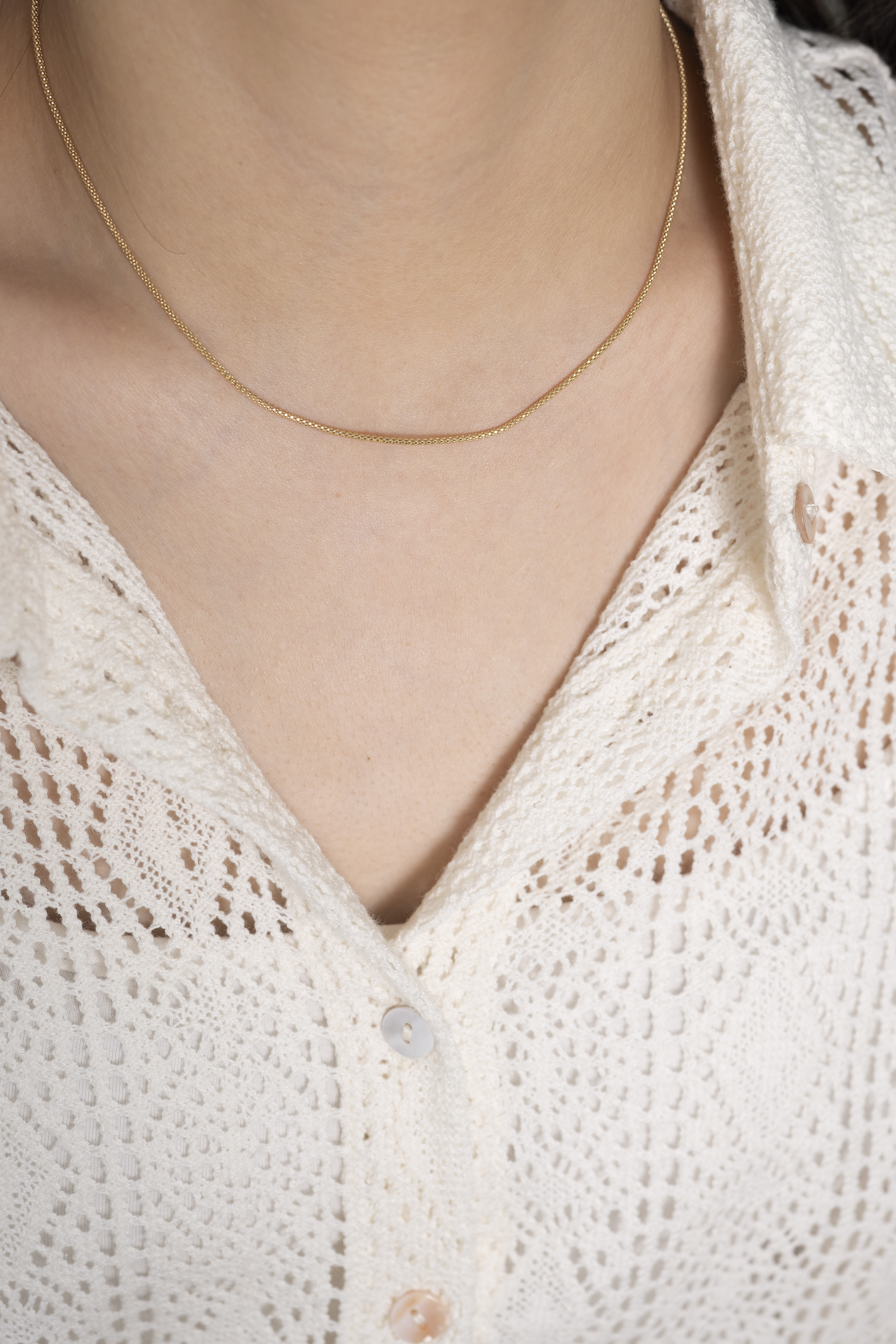 18K Italy Popcorn Chain Necklace
