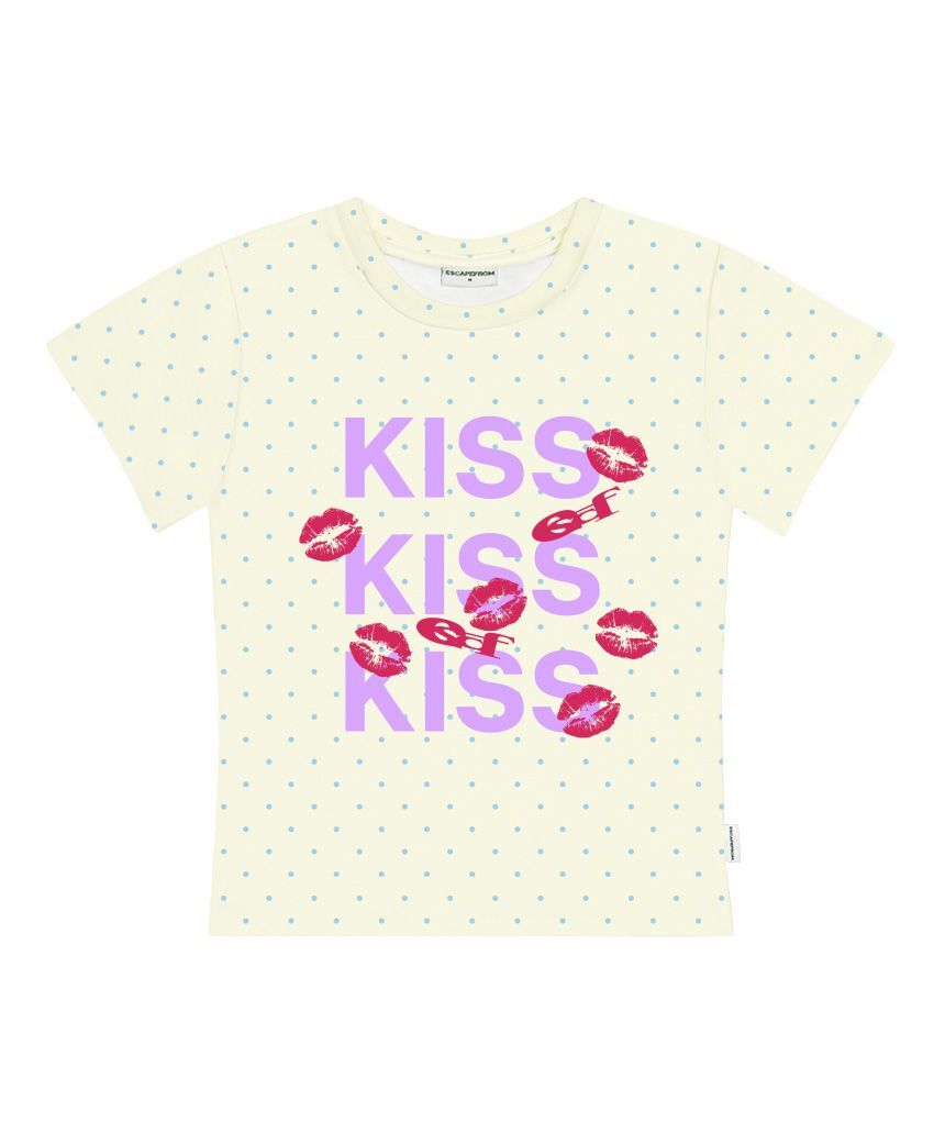 ESCAPEFROM KISS KISS KISS 印花圓點修身短袖T恤 檸檬黃 E261STS
