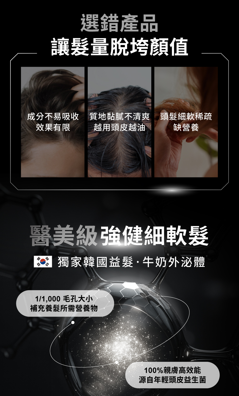 韓國益髮外泌體100%親膚高效能，醫美級強健細軟髮