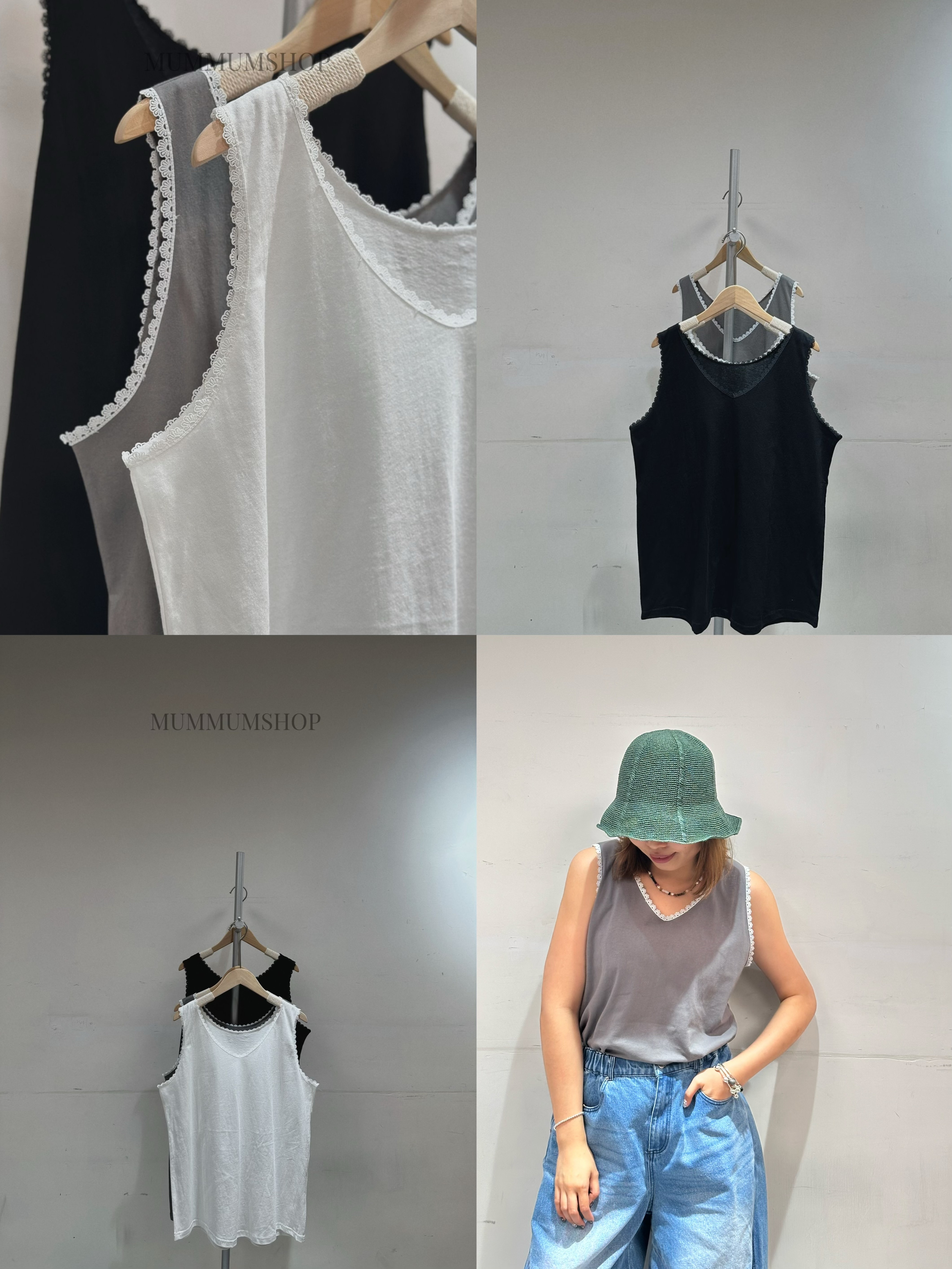 0213312a/夏日時光小花邊背心 39/39/26