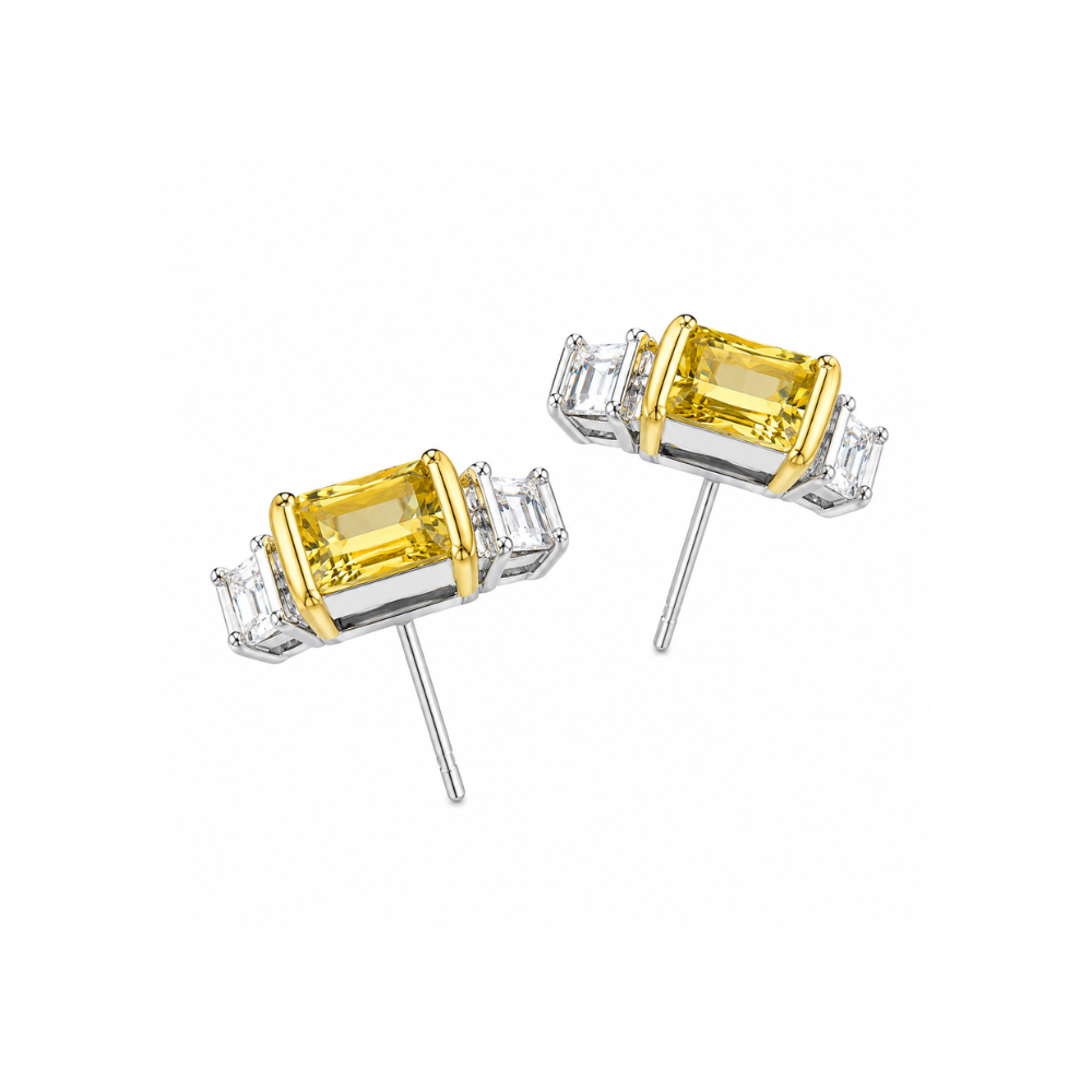 Yellow Diamond Alternative | Radiant Cut Moissanite Stud Earrings
