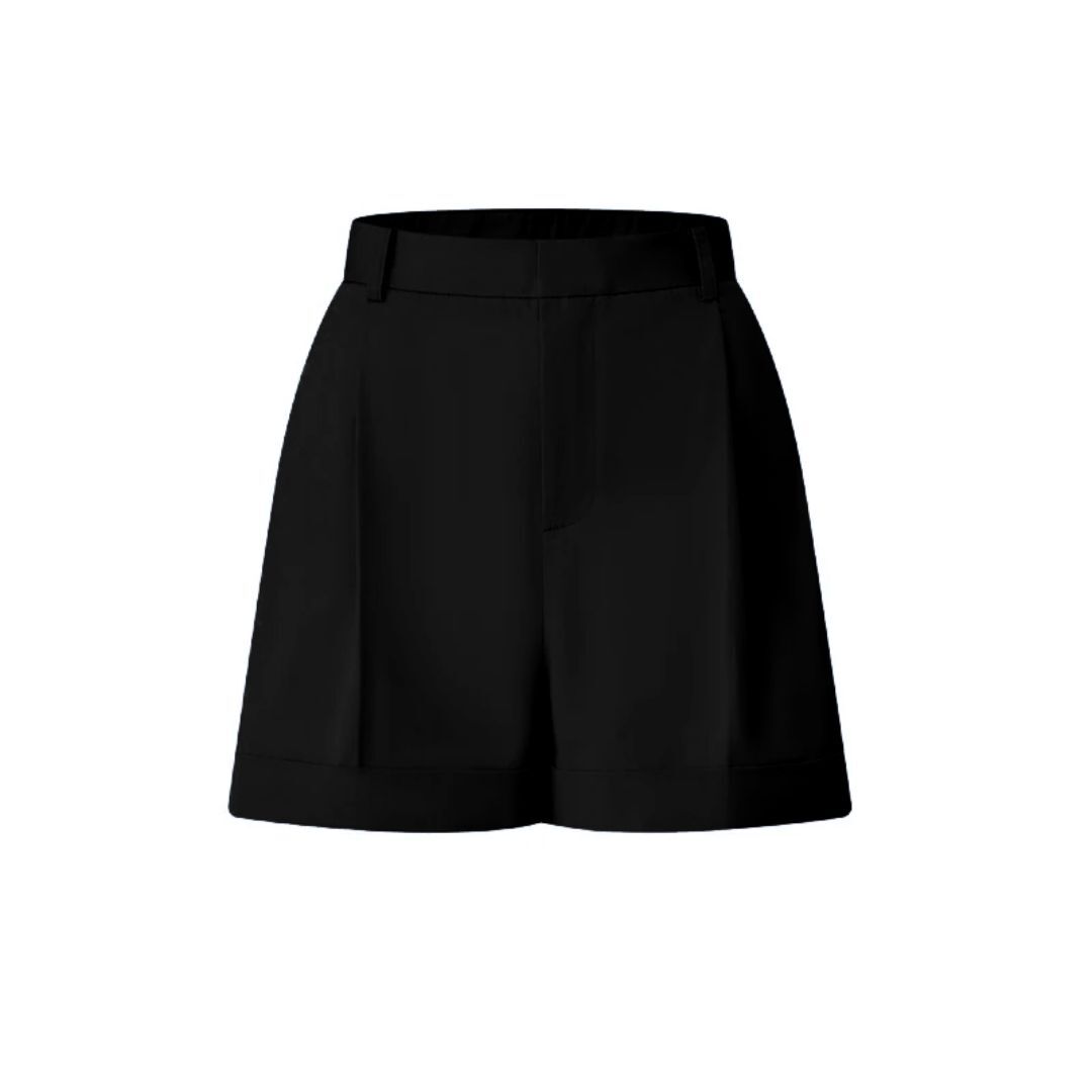 1EA0408-086 [EDWARD ACHOUR] Tailored Pleated Shorts Black #101001/1039 (C-EU-E)