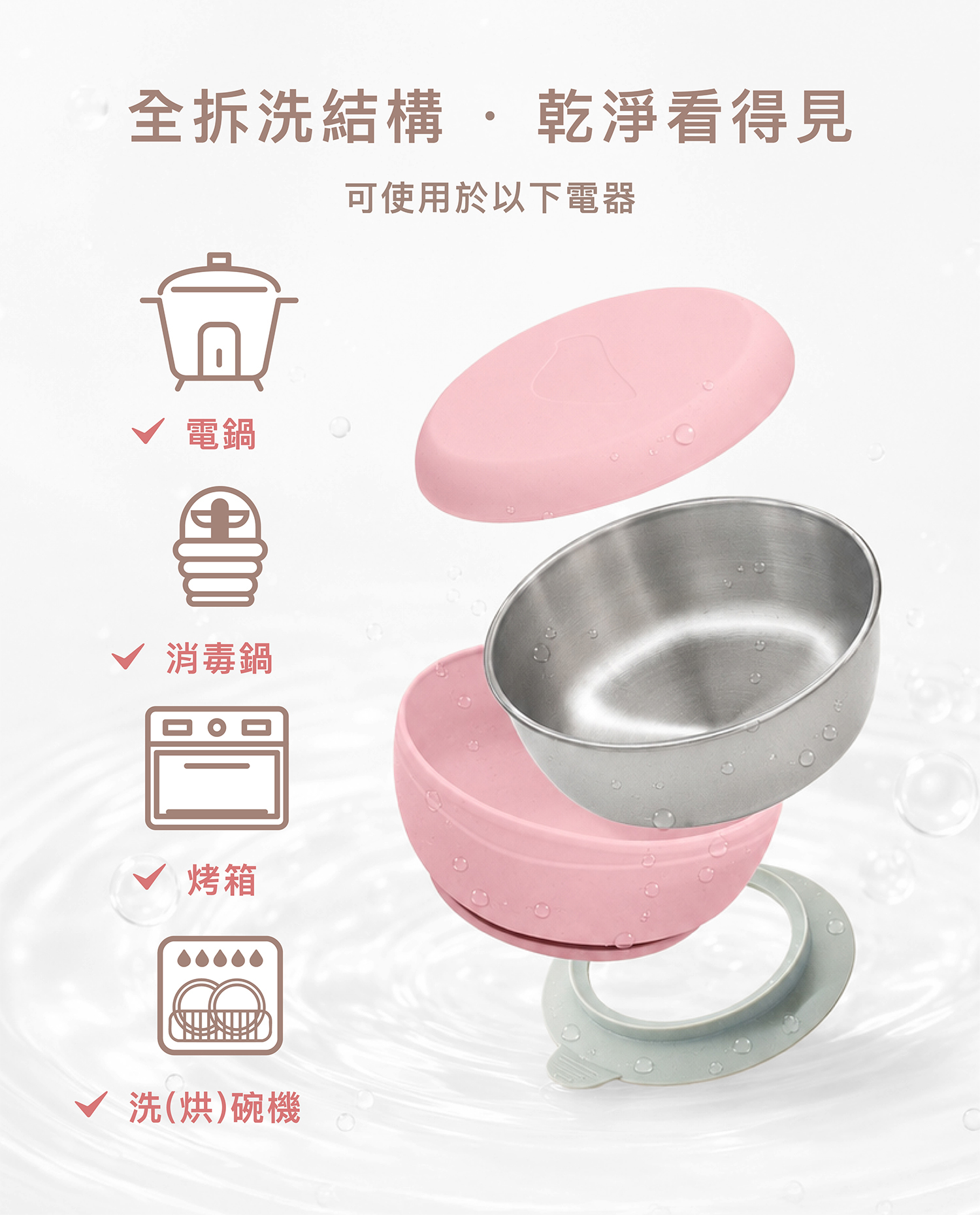 CYD TERRA兒童不鏽鋼吸盤碗推薦:500ml大容量、分隔餐盤蓋、強力防翻吸盤,是幼兒自主進食首選。