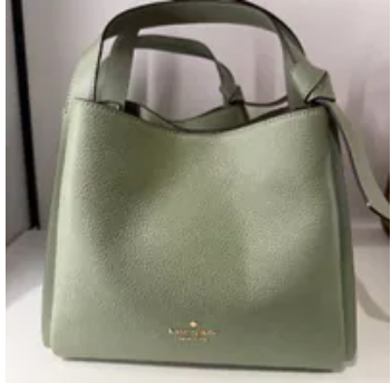 [S] KATE SPADE BALSAM GRE KM666 KNOTT CONV CARRYALL PEBBLED LEATHER, 196021712319 (SKS1756)