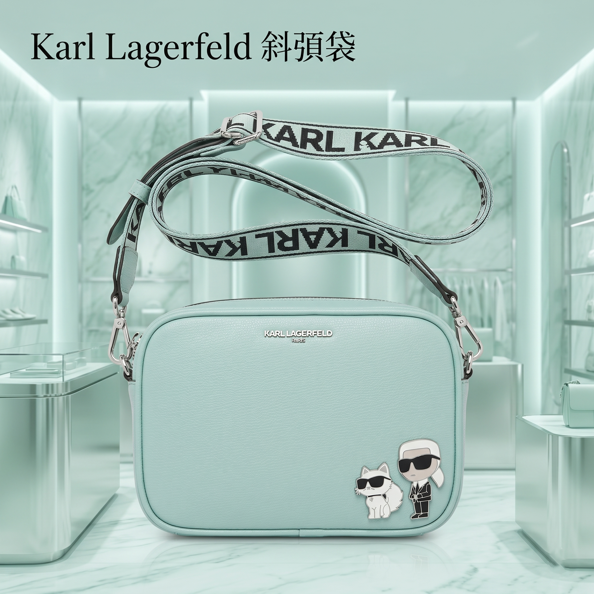 【預購】Karl Lagerfeld H052163 斜孭袋（藍綠色）