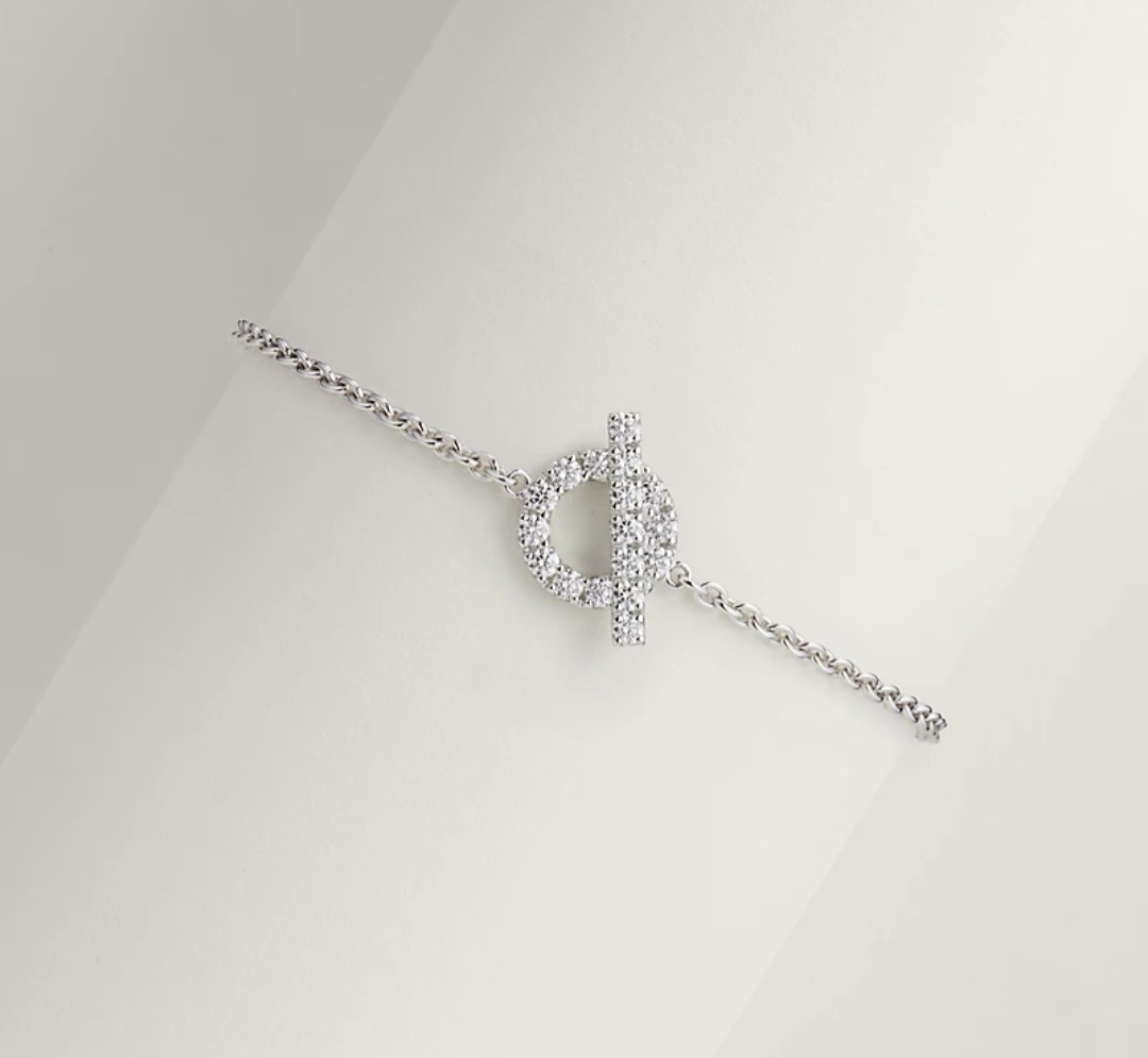 HERMES 18K WHITE GOLD  Finesse bracelet WITH DIAMOND 小Q手鏈 18k 白金