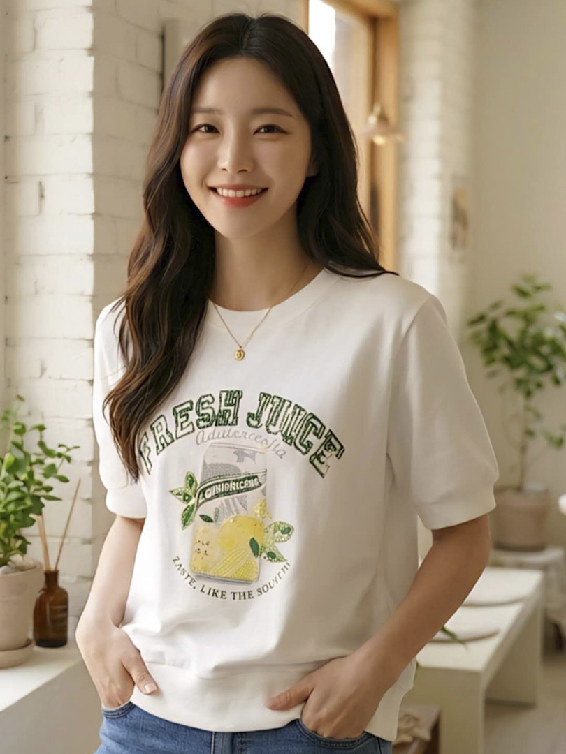 夏日清新感系列★Fresh Juice 檸檬印花棉T