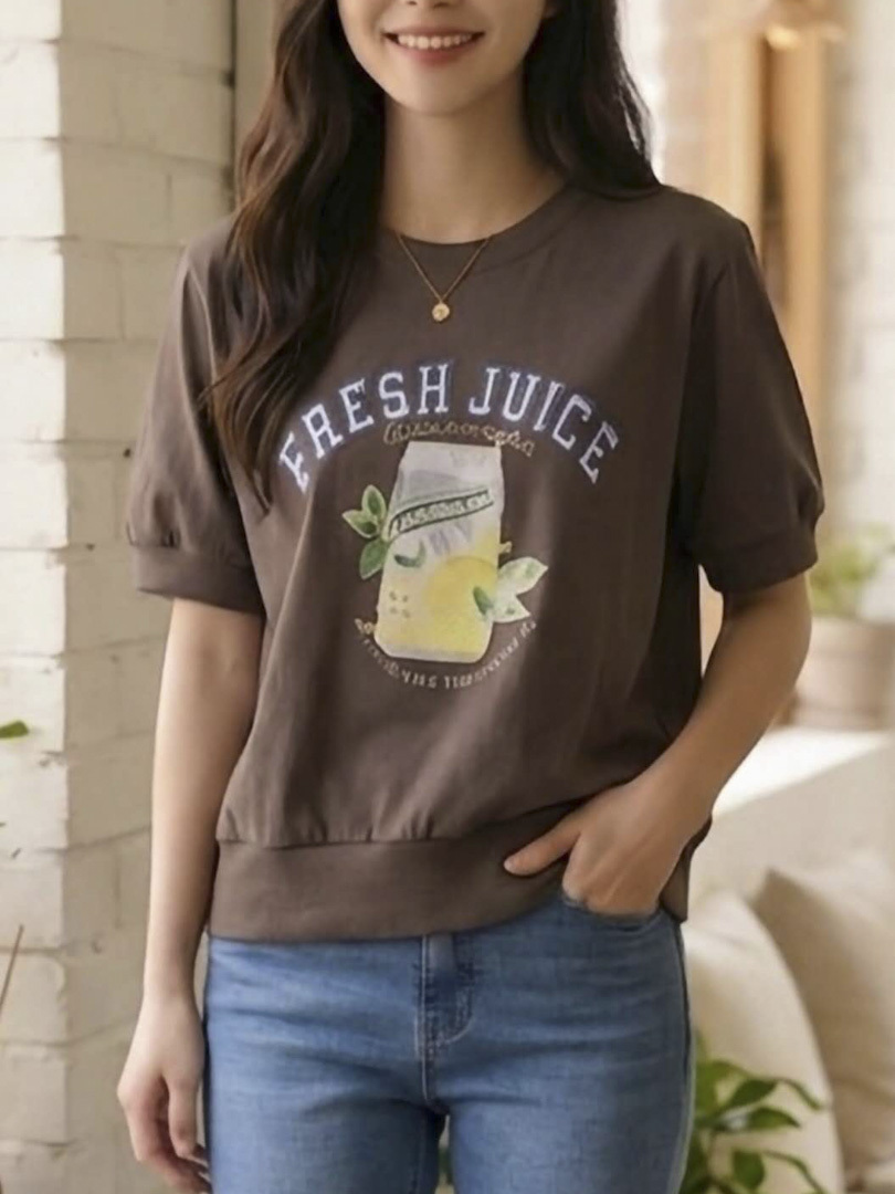 夏日清新感系列★Fresh Juice 檸檬印花棉T