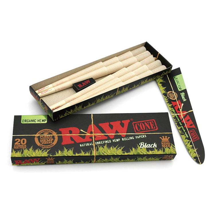🇪🇸RAW - Black Organic Hemp Pre-Rolled Cones 有機纖維預捲筒(20入）