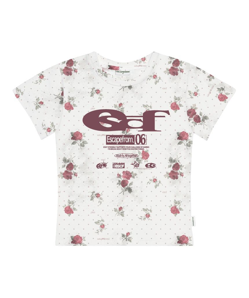 ESCAPEFROM 碎花印花修身短袖T恤 象牙白 E261STS
