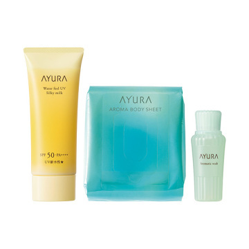 [限定] AYURA Waterfeel UV Silky Milk & Aromatic Wash α Set 水潤柔滑防曬霜 & 香氛洗護套裝