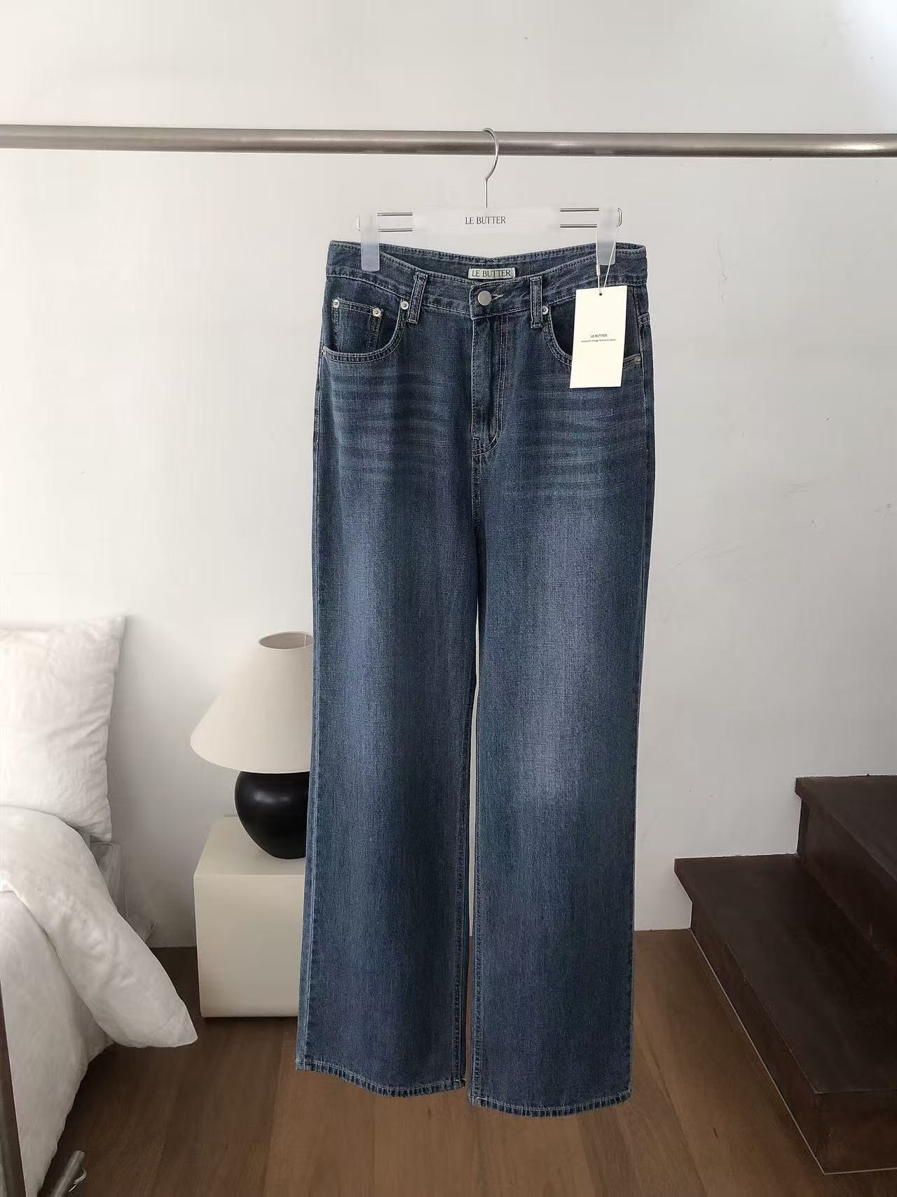 LB6202 單寧深洗直腳牛仔褲