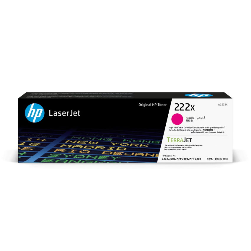 HP 222X 高打印量洋紅原廠 LaserJet 碳粉盒 (W2223X)