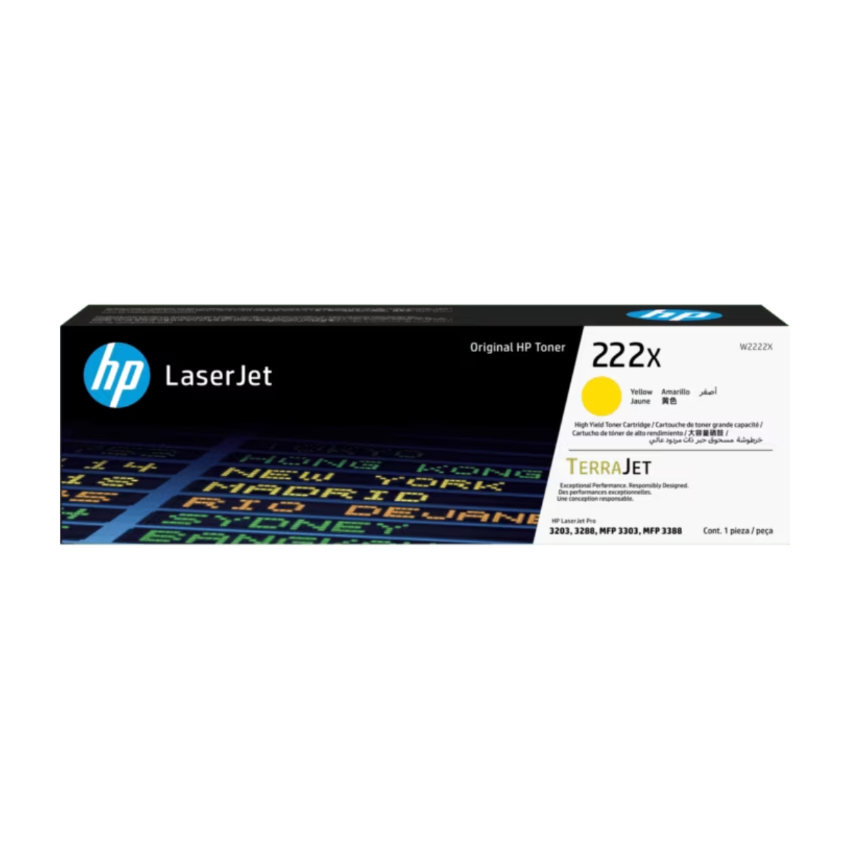 HP 222X 高打印量黃色原廠 LaserJet 碳粉盒 (W2222X)