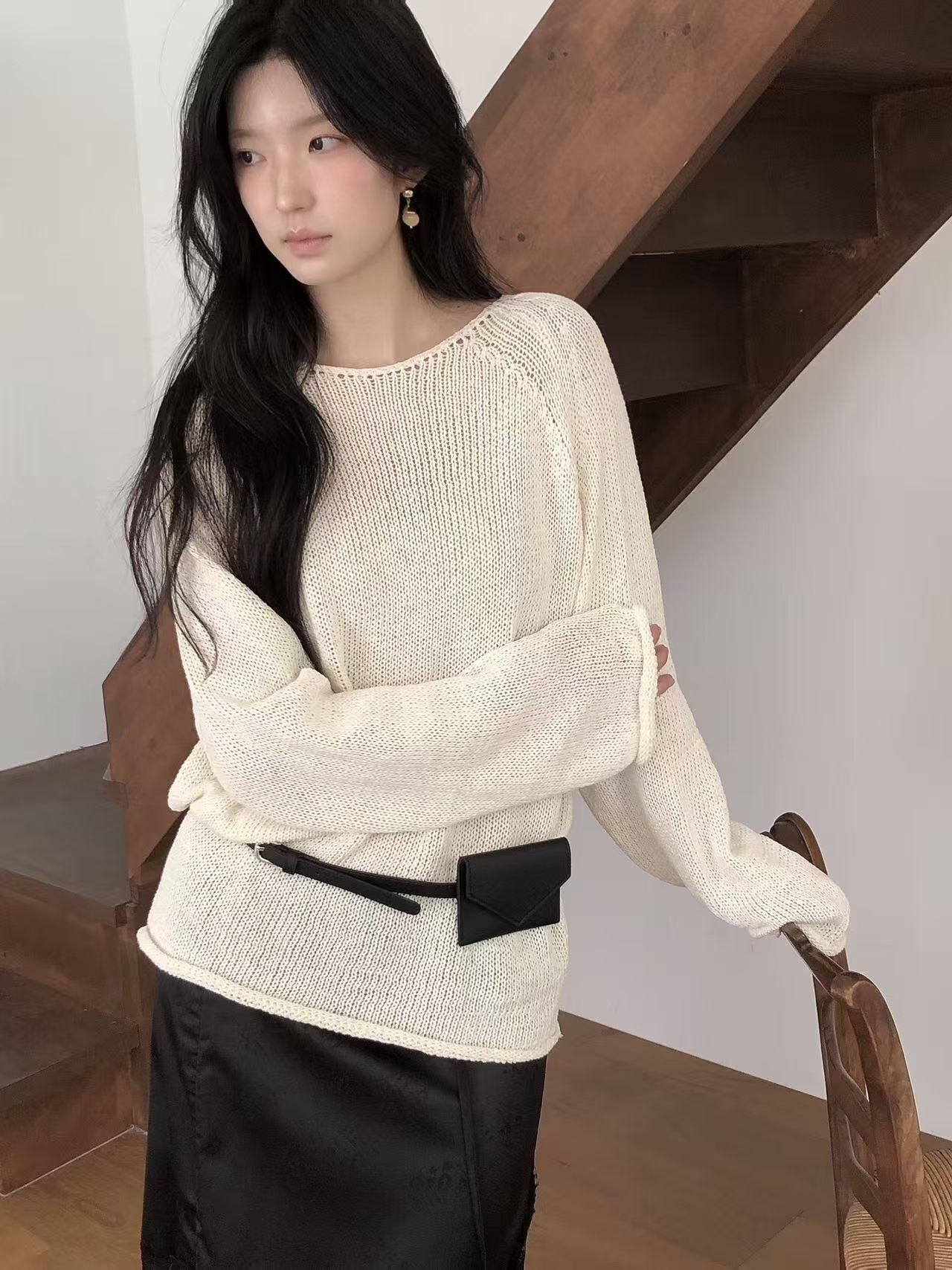 LB6216 慵懶船領針織上衣