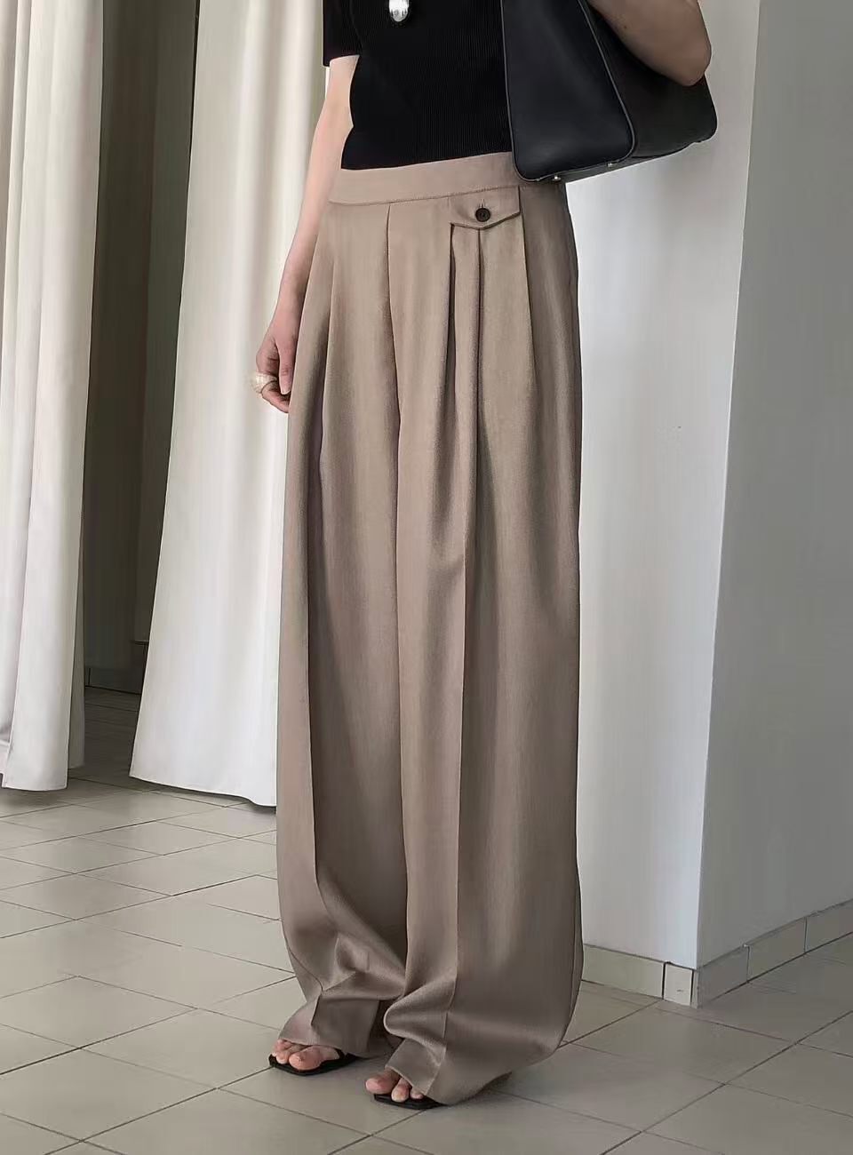LB6229 反蓋垂墜西裝寬褲