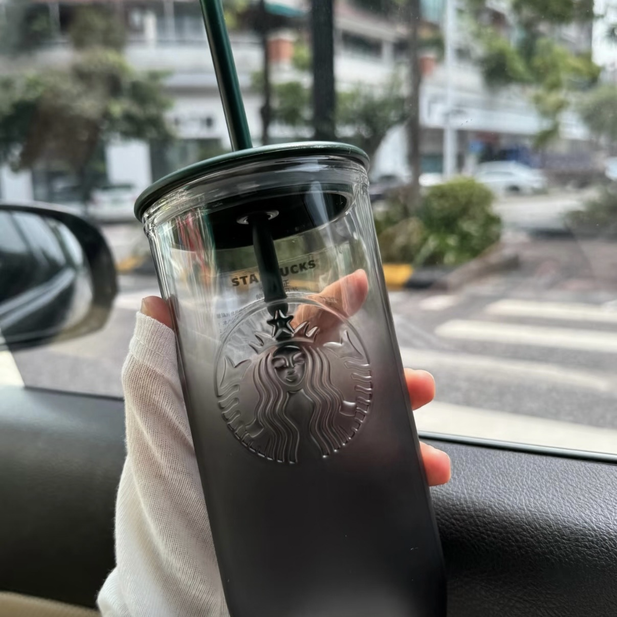 (預購） STATBUCKS 星巴克 墨水系列 霧面磨砂三角玻璃杯 水壺 吸管杯