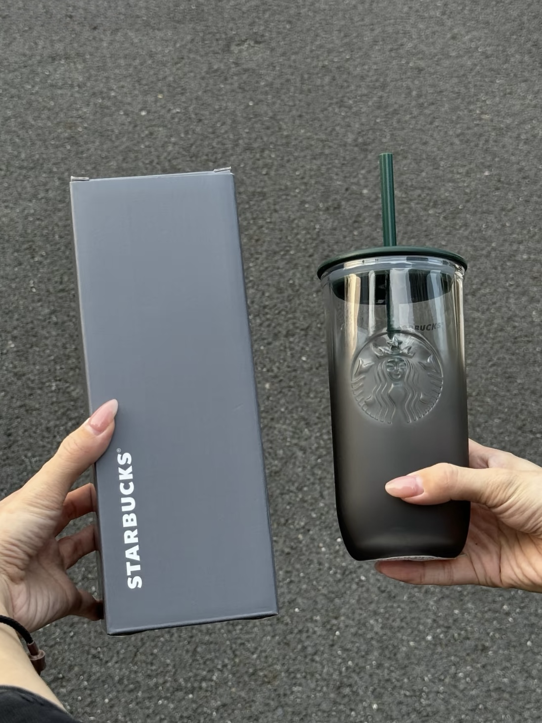 (預購） STATBUCKS 星巴克 墨水系列 霧面磨砂三角玻璃杯 水壺 吸管杯