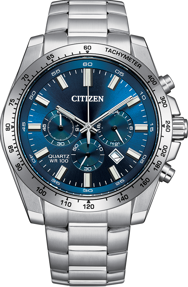 萬年鐘錶 - Citizen 星辰錶  運動三眼計時不鏽鋼男錶 AN8230-59M 錶徑44MM
