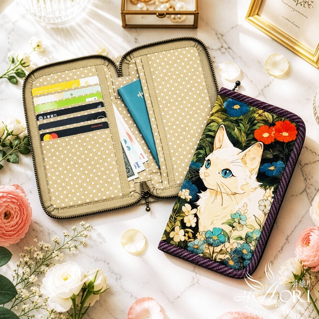 digital pattern Birdsong and Fragrant Flowers Zipper Long Wallet