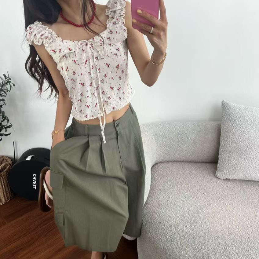 小紅花綁帶背心