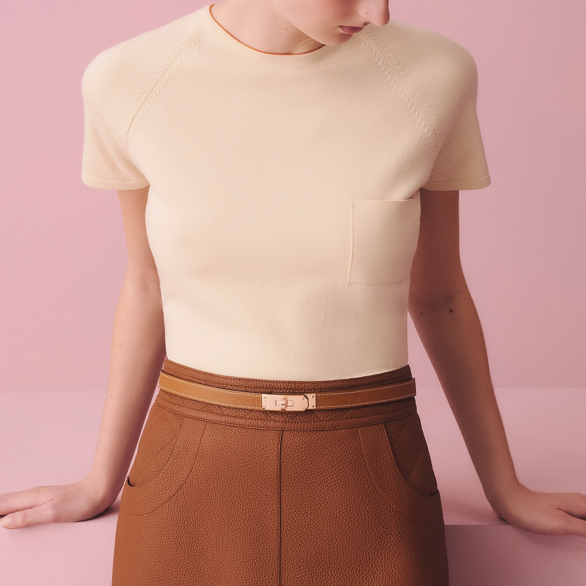 HERMES KELLY BELT GOLD CD 金棕色/玫瑰金扣