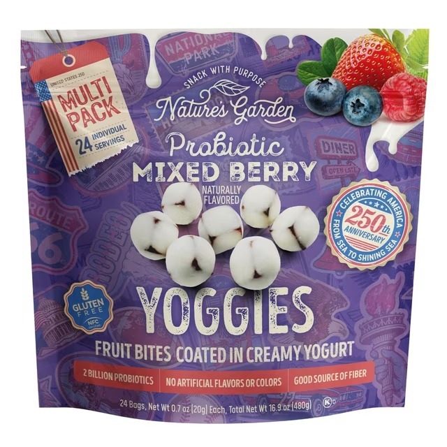 OBS474 Nature’s Garden Probiotic Mixed Berry Yoggies BB:03/20/27