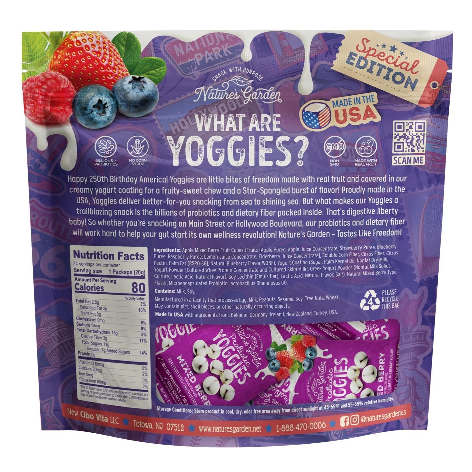 OBS474 Nature’s Garden Probiotic Mixed Berry Yoggies BB:03/20/27