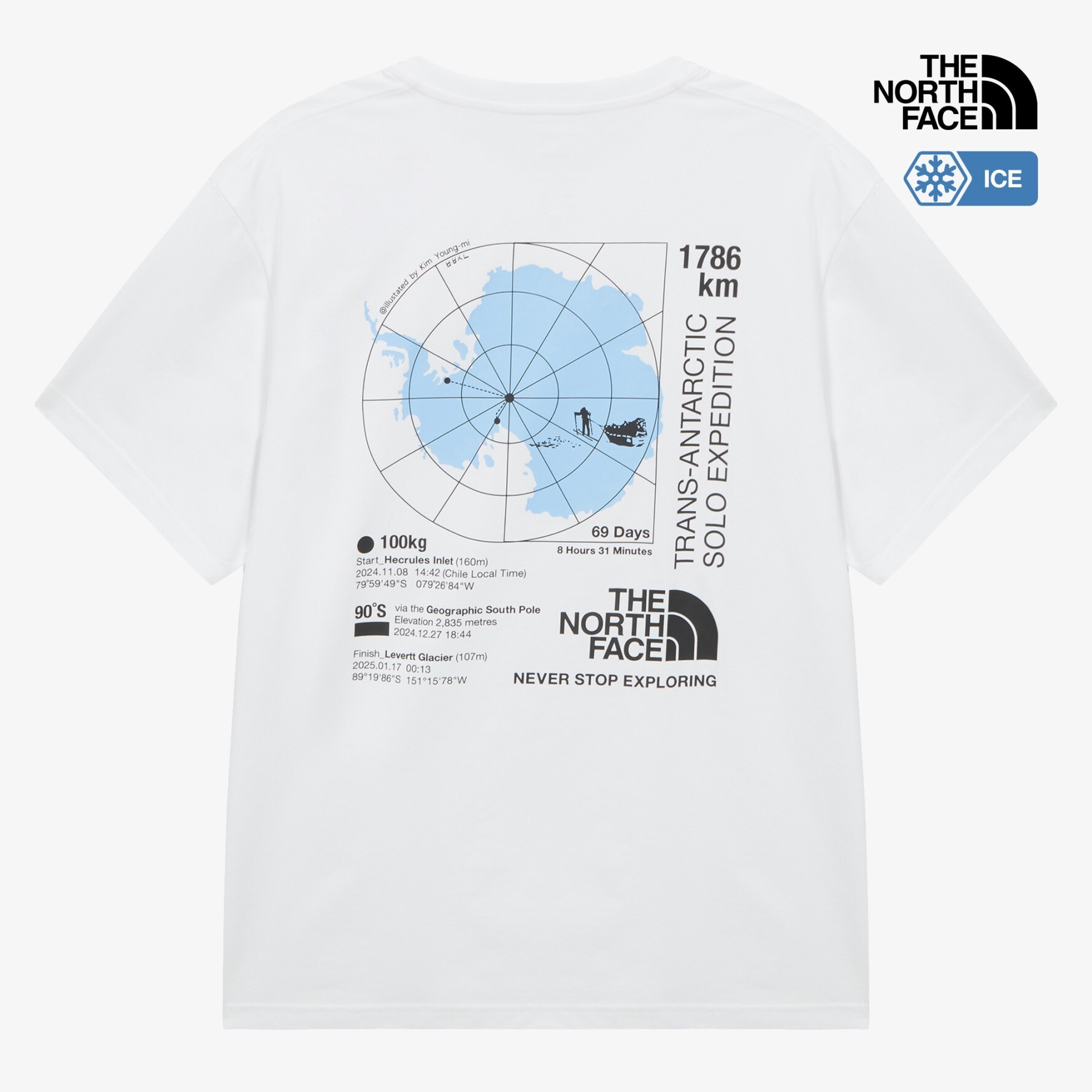 【代購】 THE NORTH FACE 26SS 69DAYS 南極探險地圖機能涼感短袖 T 恤 韓國限定 NT7US62