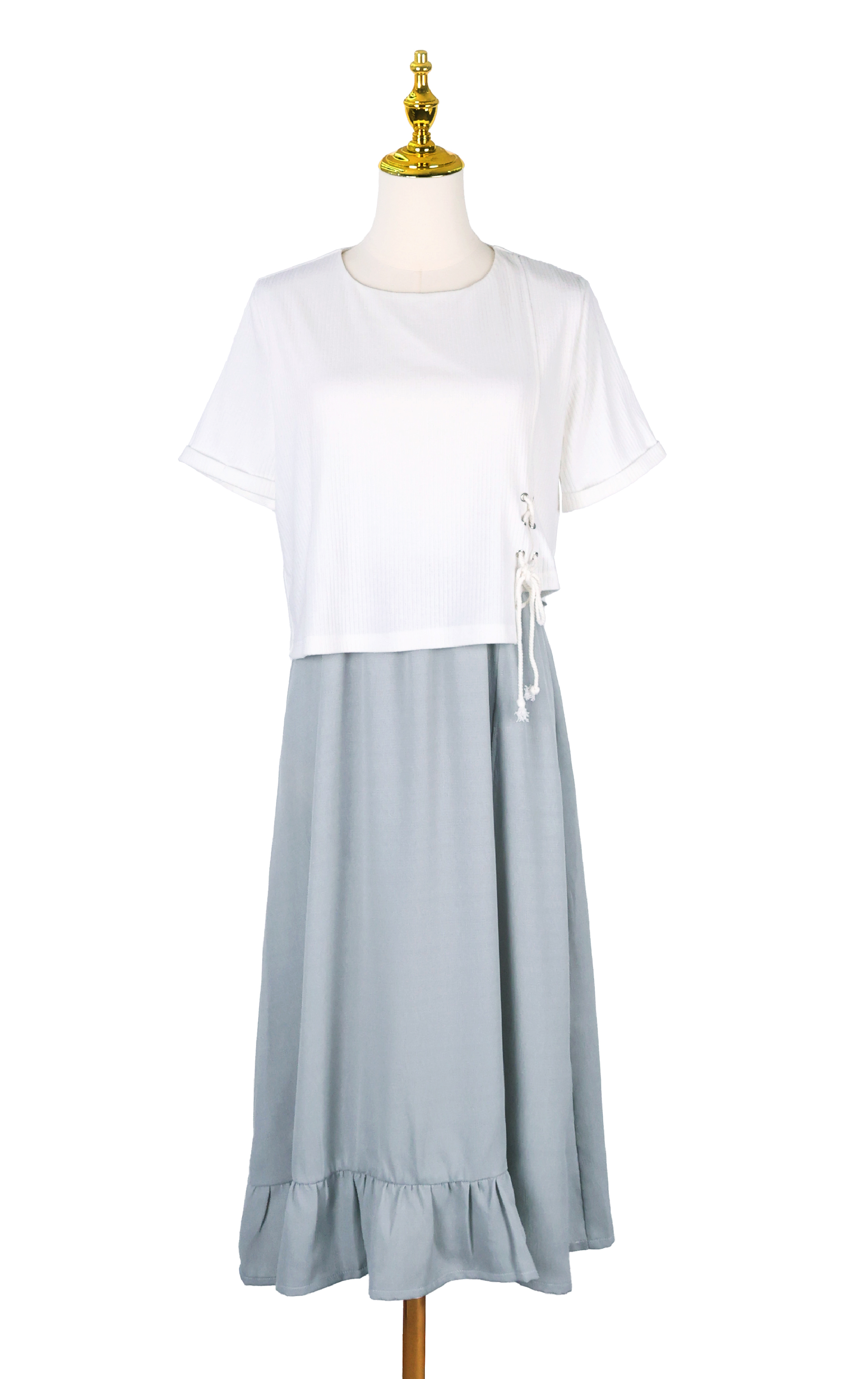 Side-Tie Ruffle Drape Maxi Dress OP321A