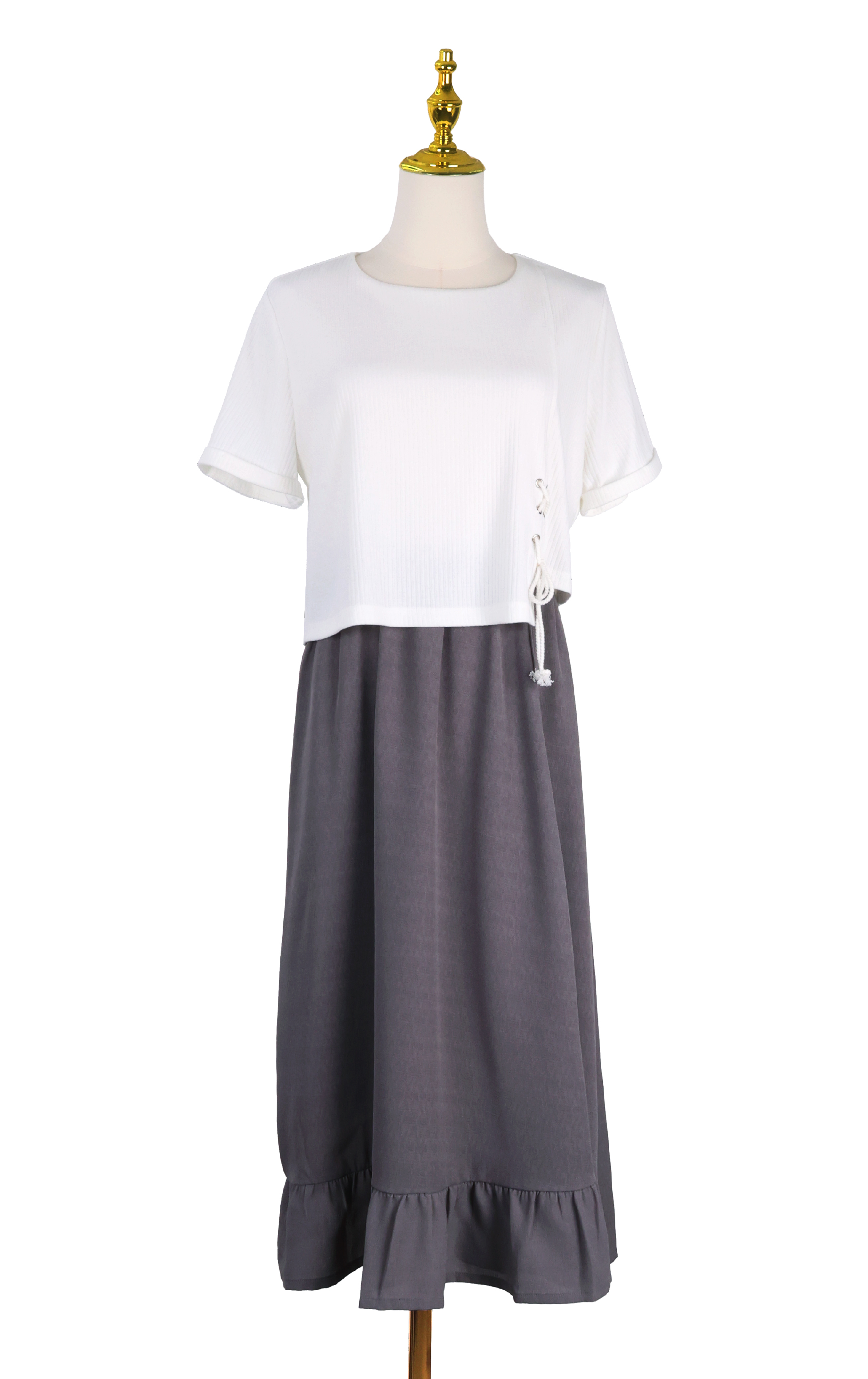 Side-Tie Ruffle Drape Maxi Dress OP321A