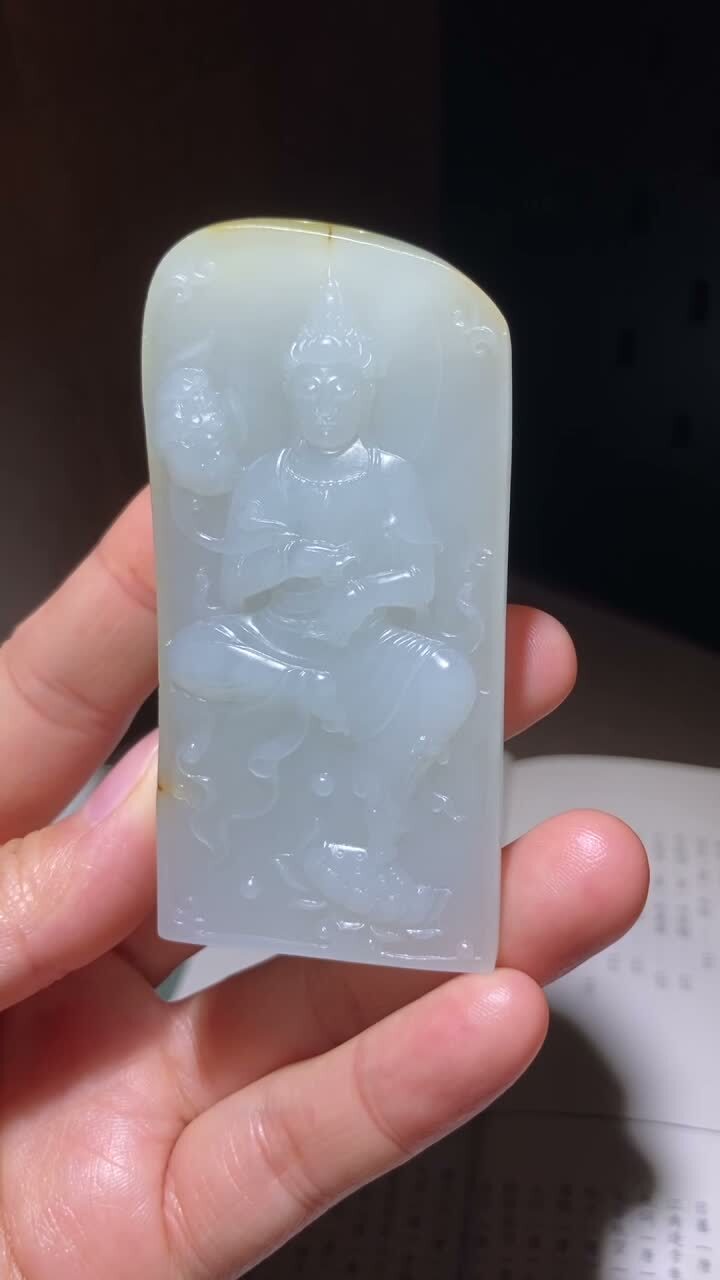 和田玉籽料觀音,天然和田玉軟玉