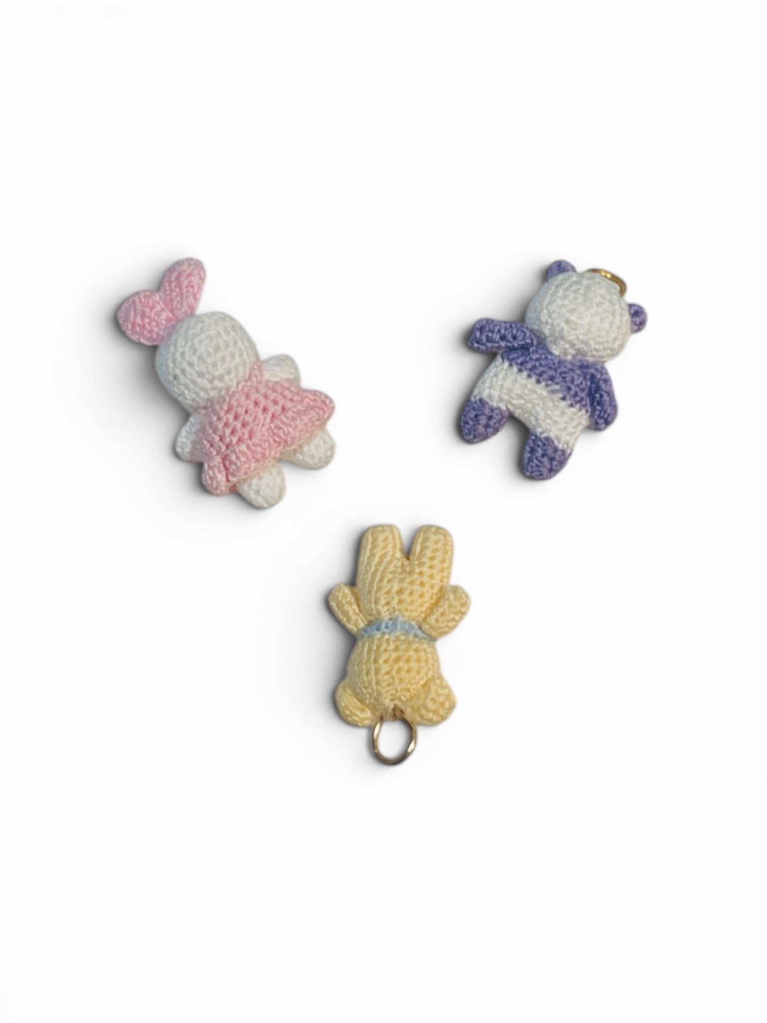 【Micro-Crochet】 1CM 100% Hand-Crocheted Mini Animal Charm Necklace (Teddy Bear / Bunny / Panda)