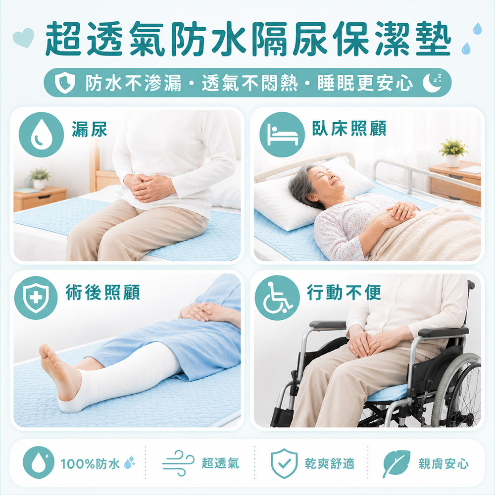 台灣製|超透氣防水隔尿保潔墊