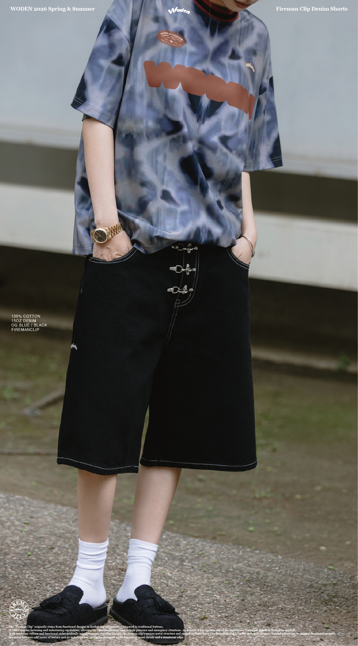 【車庫服飾】 WODEN Fireman Clip Denim Shorts