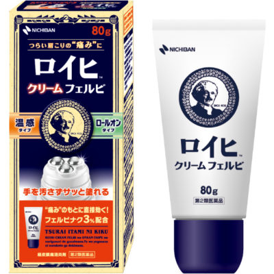日本 NICHIBAN ROIHI 老爺爺溫感痠痛乳膏 滾珠型 80g 肩頸腰腿按摩