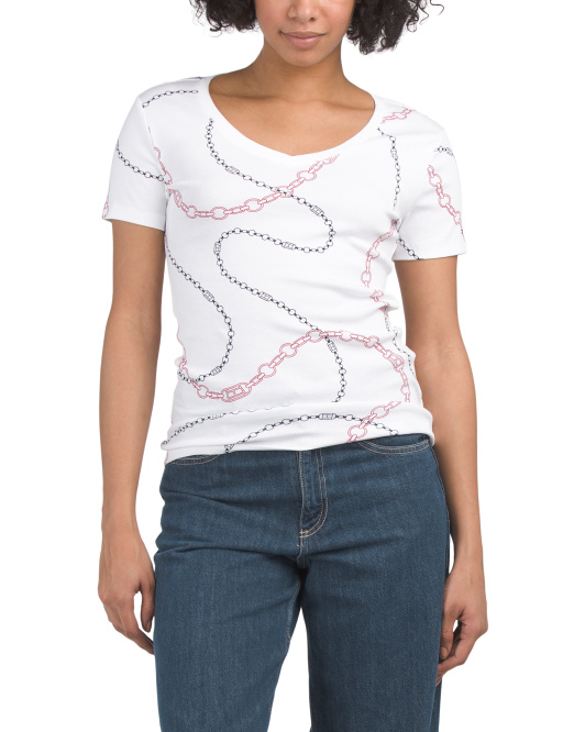 【預購】Tommy Hilfiger H052209 女裝印花 V 領短袖上衣