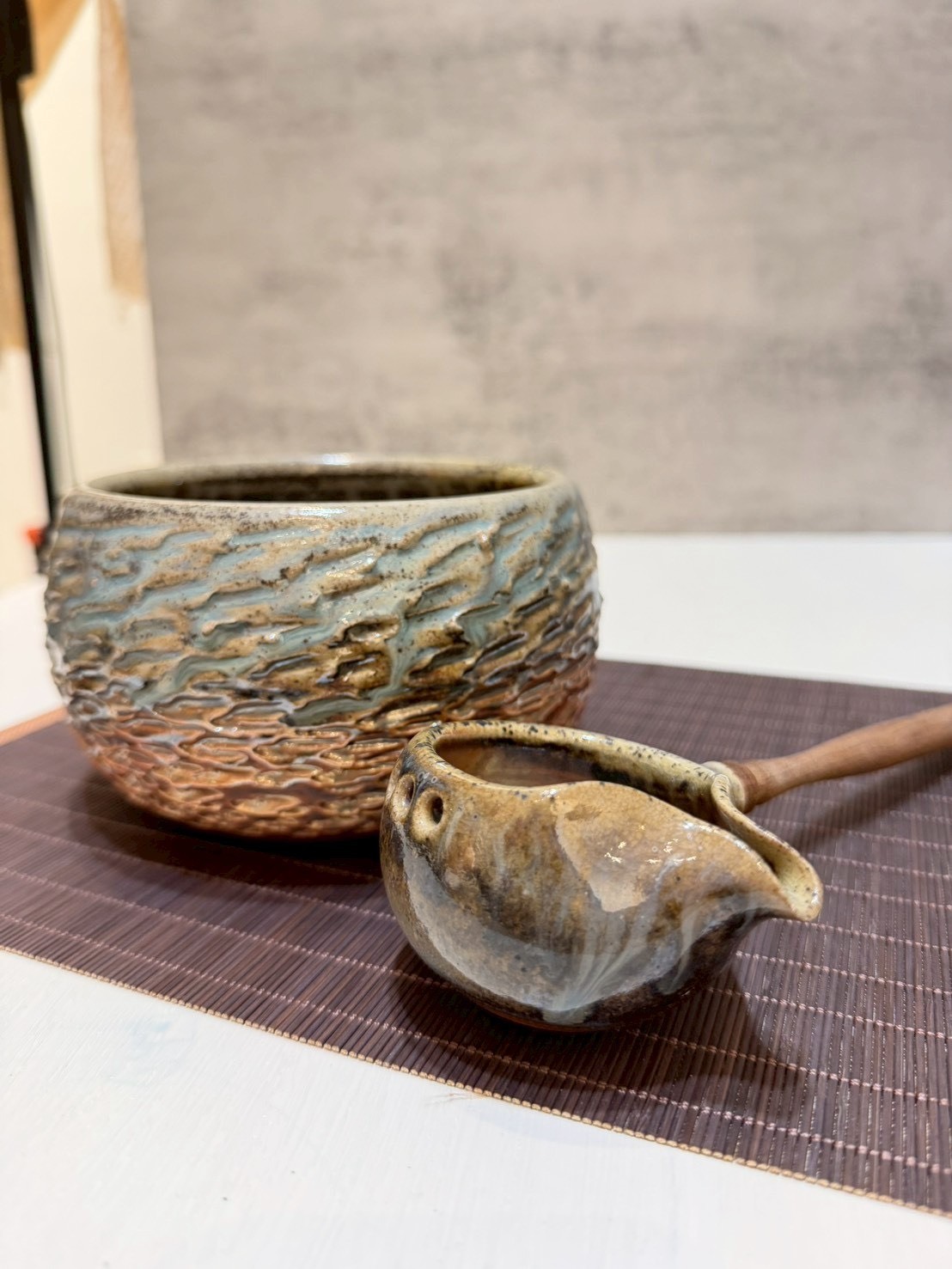 流岩柴燒茶碗+茶勺