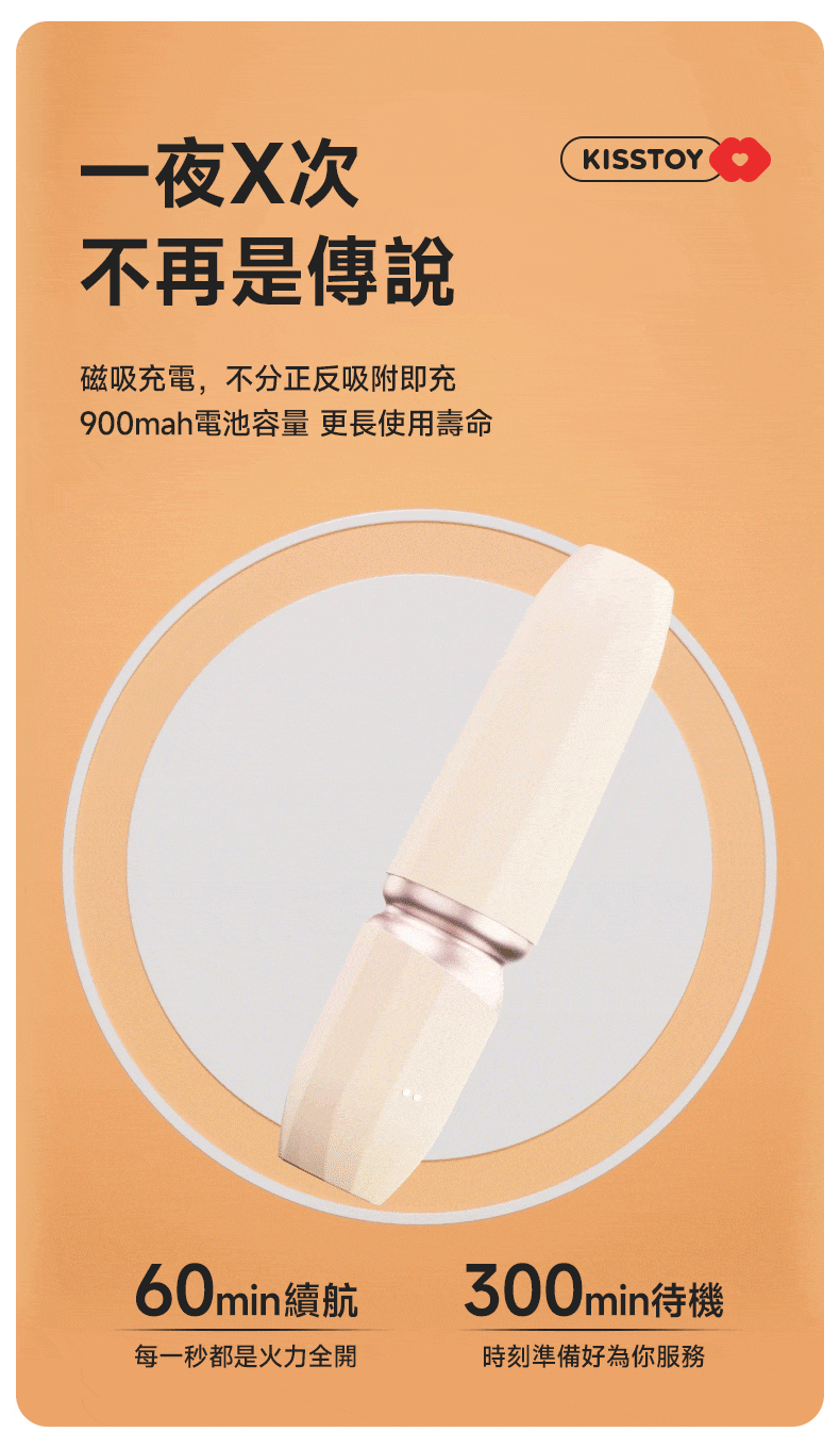 kisstoy tutu2 突突二代的充電示意圖，60小時續航力