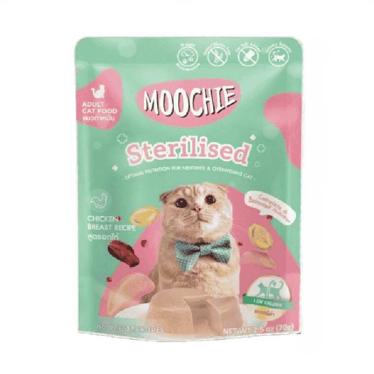 Moochie 貓濕糧．絕育貓配方 雞胸肉70g