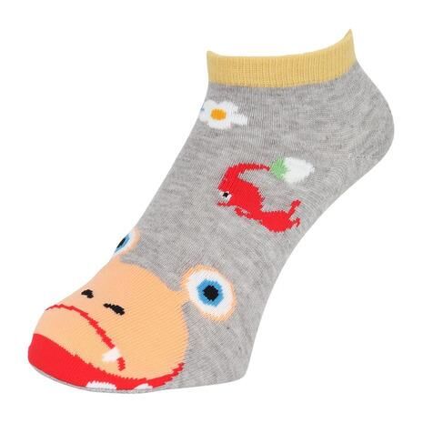 Nintendo Pikmin Women's & Kids' Ankle Socks (Gray, Chappy) (19-24cm)