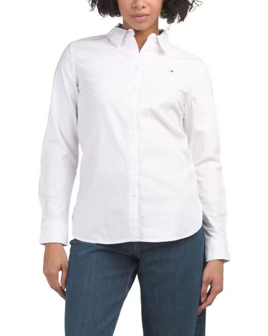 【預購】TOMMY HILFIGER  H052226 女裝條紋長袖襯衫（白色）