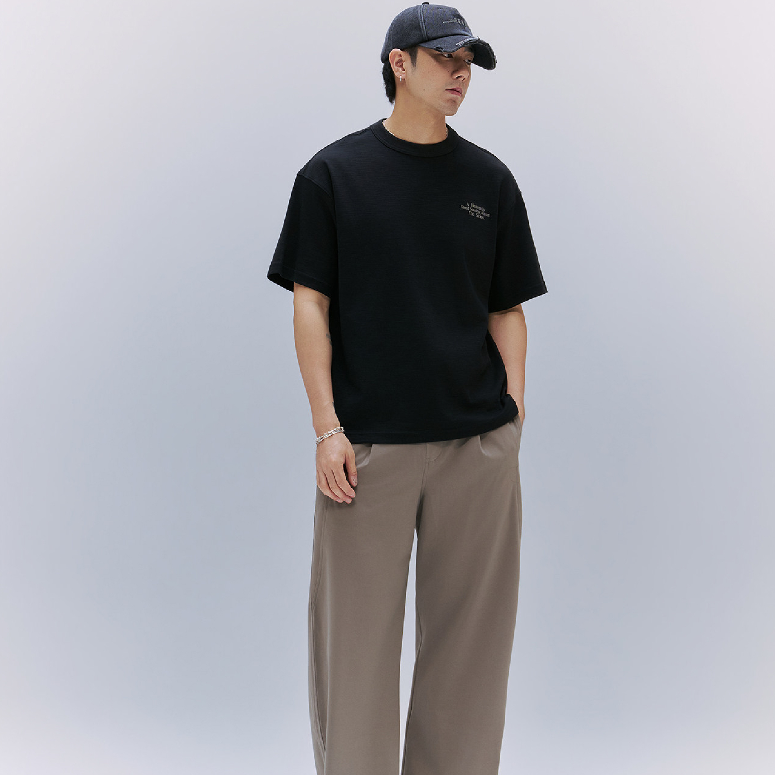 TANOXI Print Slub Cotton Tee 竹節棉 文字印花短Tee [TNX-T431]